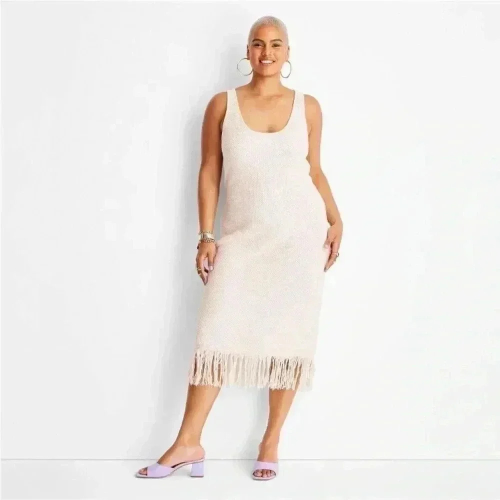 NWT FUTURE COLLECTIVE + ALANI NOELLE CROCHET FRINGE DRESS‎